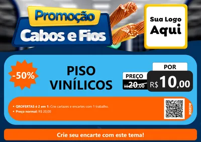 Modelo de Cartaz para Cartaz A4 Horizontal com o tema Promoção Cabos e Fios - Construção / Elétrica para Material para Construção