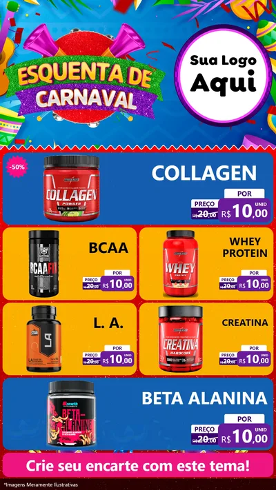 Modelo de TV para TV Vertical com o tema Esquenta de Carnaval para Suplementos alimentares