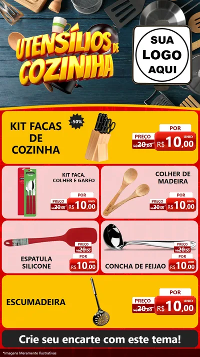 Modelo de TV para TV Vertical com o tema Utensílios de Cozinha para Utilidades Domésticas