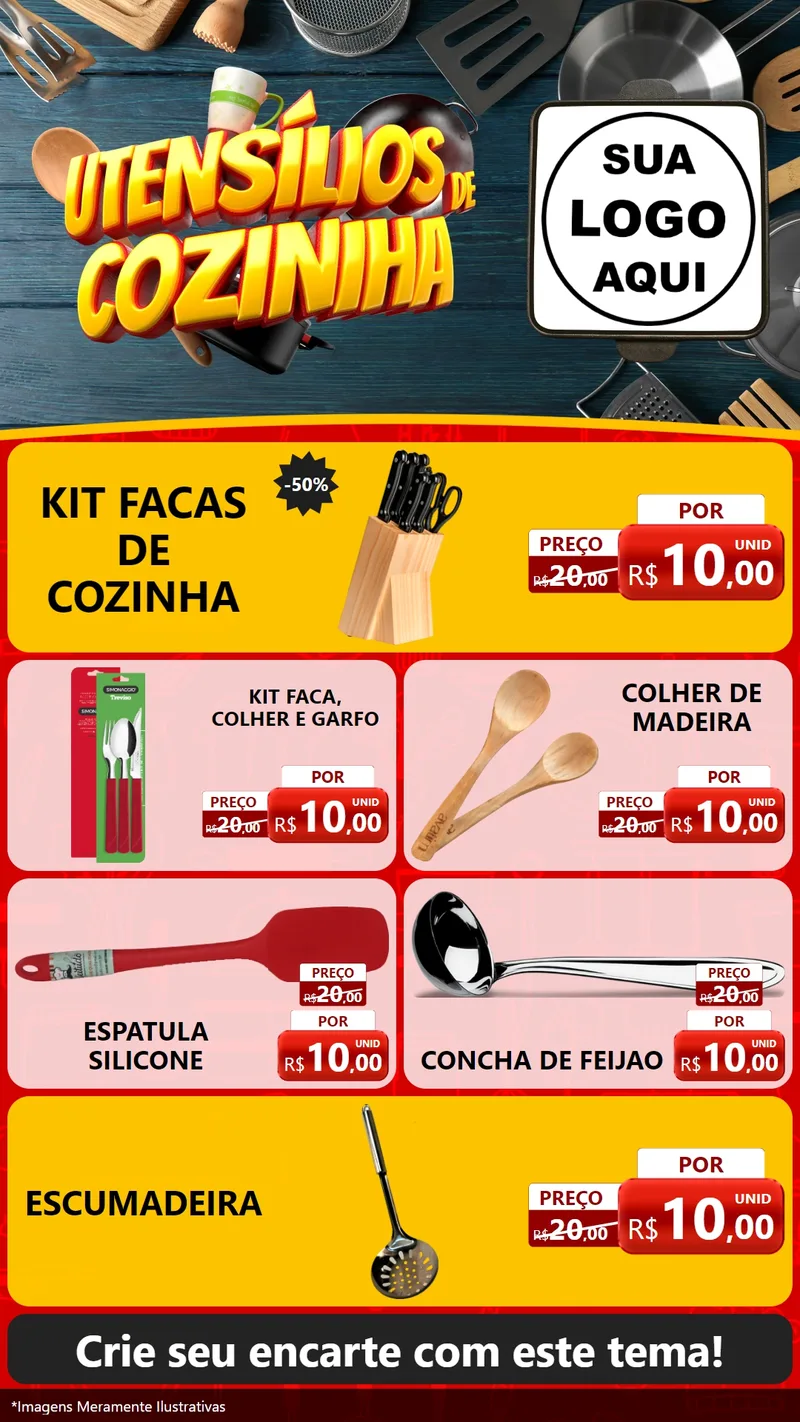 Modelo de TV para TV Vertical com o tema Utensílios de Cozinha para Utilidades Domésticas