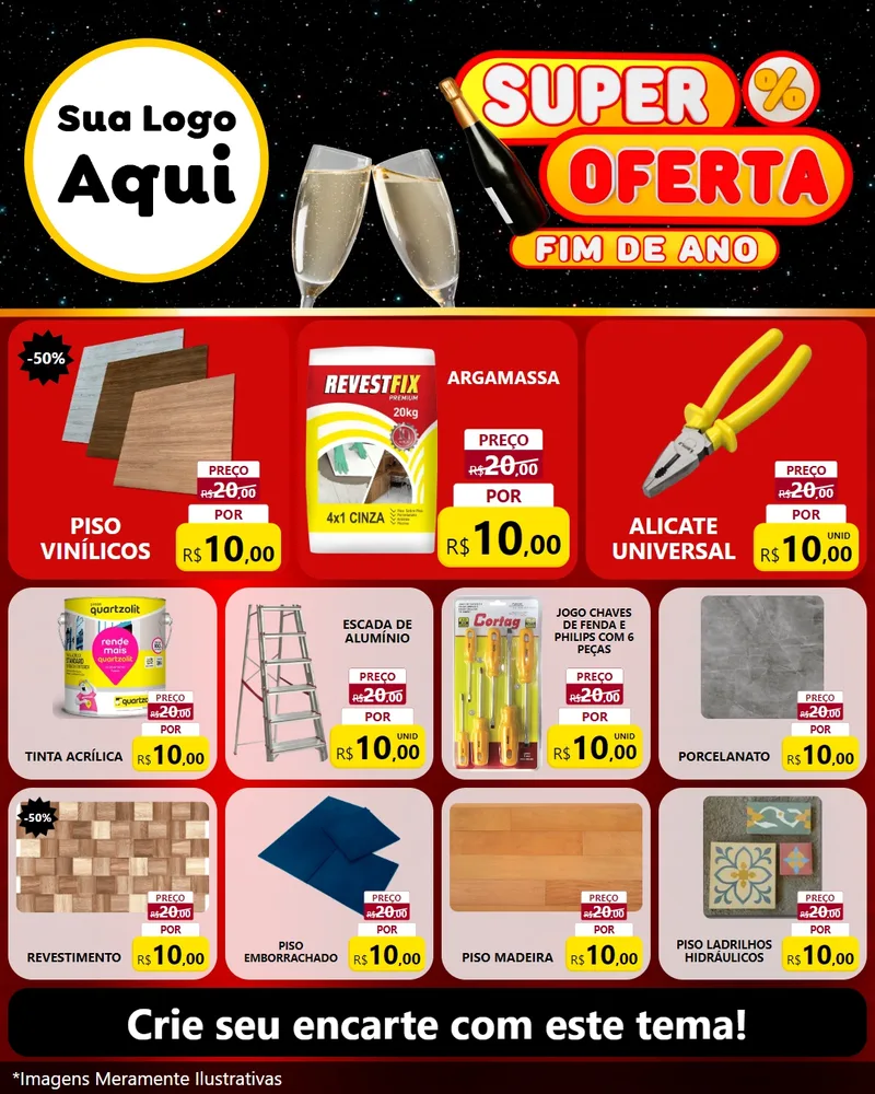 Modelo de Rede Social para Feed Instagram com o tema Super Oferta Fim de Ano para Material para Construção