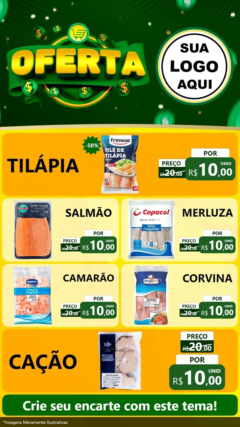Modelo de TV para TV Vertical com o tema Oferta para Peixaria