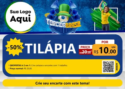 Modelo de Cartaz para Cartaz A4 Horizontal com o tema Torcida Brasil - Copa para Peixaria