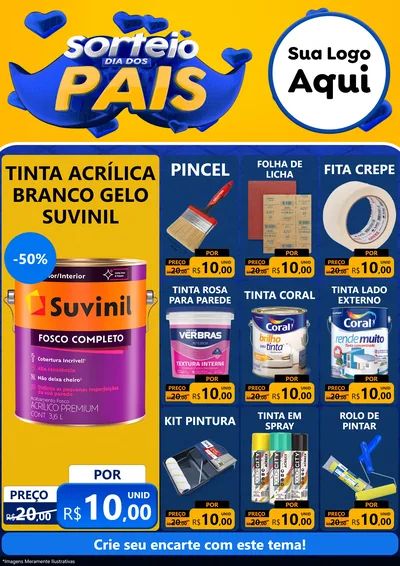 Modelo de Encarte para Encarte A4 Vertical com o tema Sorteio Dia dos Pais para Tintas e Ferramentas