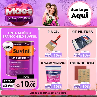 Modelo de Rede Social para Feed Facebook com o tema Dia das Mães Ofertas para Você! para Tintas e Ferramentas