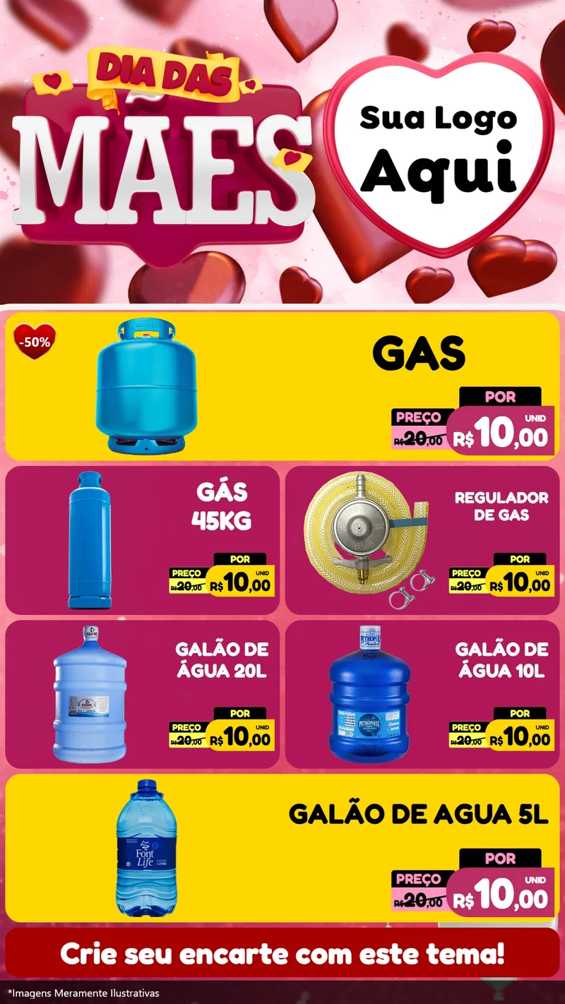 Modelo de TV para TV Vertical com o tema Dia Das Mães para Água e gás
