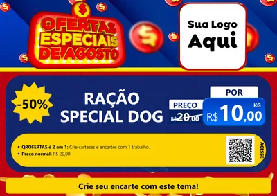 Modelo de Cartaz para Cartaz A4 Horizontal com o tema Ofertas Especiais de Agosto para Pet Shop
