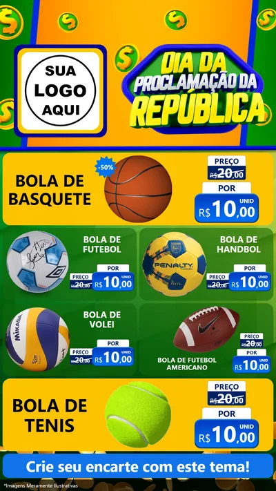 Modelo de TV para TV Vertical com o tema Dia Da Proclamação da República para Artigos Esportivos