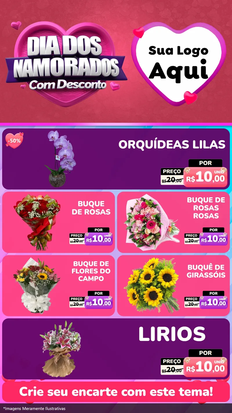 Modelo de TV para TV Vertical com o tema Dia Dos Namorados Com Desconto para Floricultura e jardim