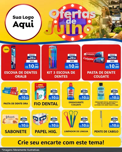 Modelo de Rede Social para Feed Instagram com o tema Ofertas de Julho para Higiene Pessoal