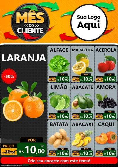 Modelo de Encarte para Encarte A4 Vertical com o tema Mês do Cliente para Hortifrúti
