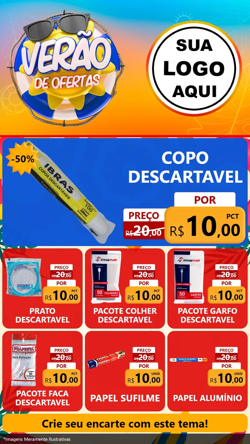 Modelo de Rede Social para Stories com o tema Verão de Ofertas para Embalagens