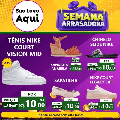 Modelo de Rede Social para Feed Facebook com o tema Semana Arrasadora para Calçados