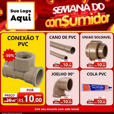 Modelo de Rede Social para Feed Facebook com o tema Semana do Consumidor para Tubos e conexões