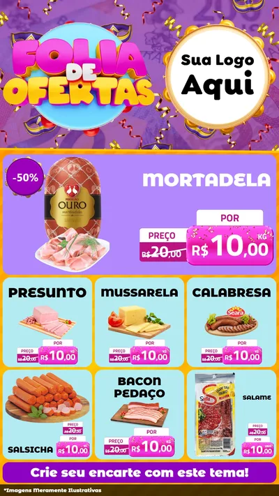 Modelo de Rede Social para Stories com o tema Folia de Ofertas para Frios e Laticínios
