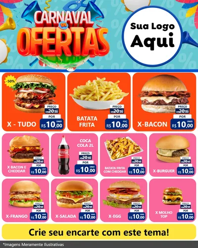 Modelo de Rede Social para Feed Instagram com o tema Carnaval de Ofertas para Hamburgueria