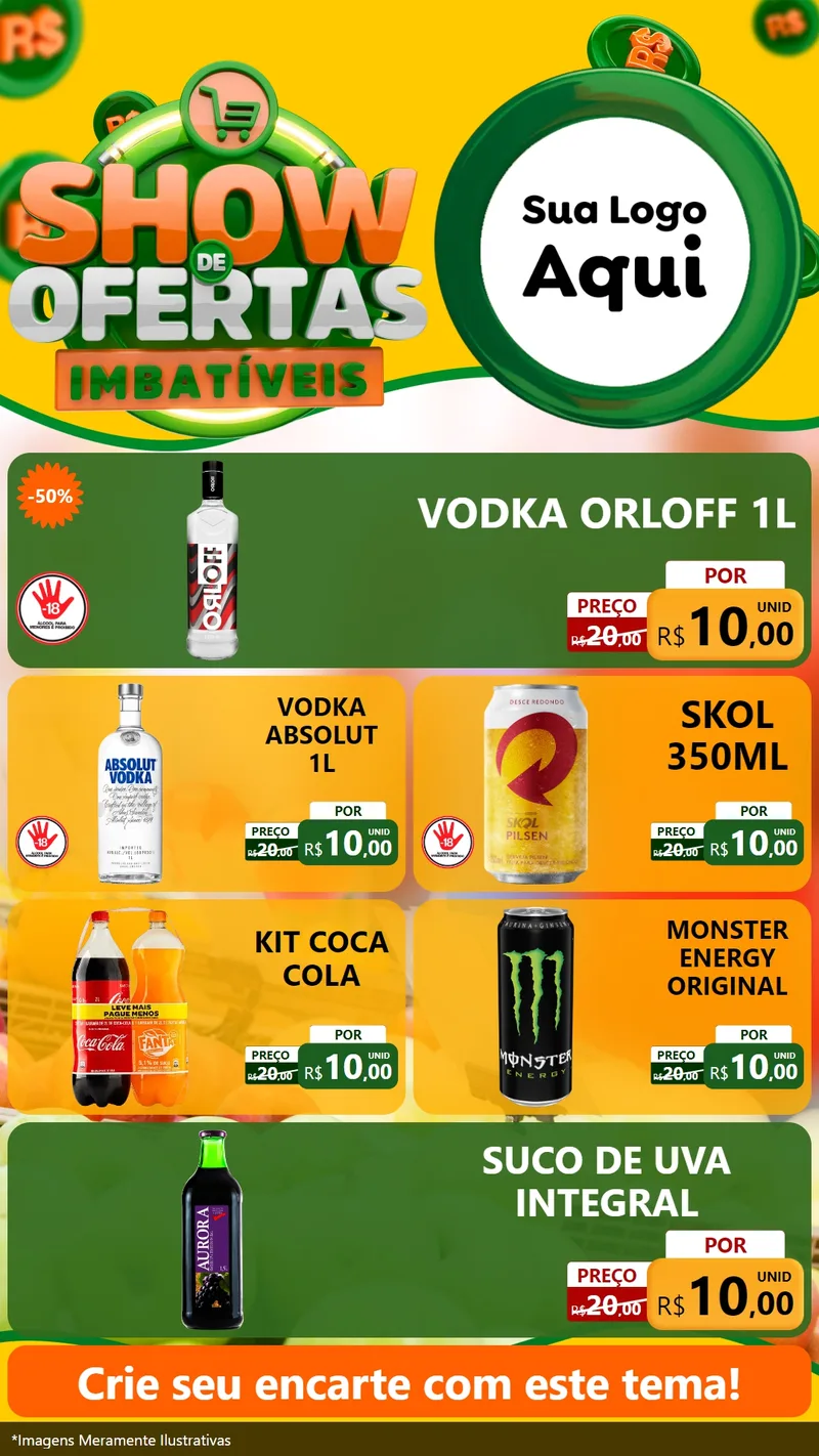 Modelo de TV para TV Vertical com o tema Show de Ofertas Imbatíveis para Distribuidora de bebidas
