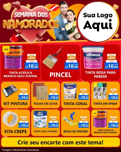 Modelo de Rede Social para Feed Instagram com o tema Semana dos Namorados para Tintas e Ferramentas