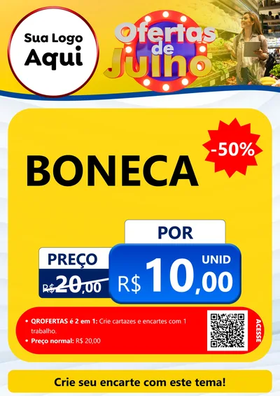 Modelo de Cartaz para Cartaz A4 Vertical com o tema Ofertas de Julho para Brinquedos