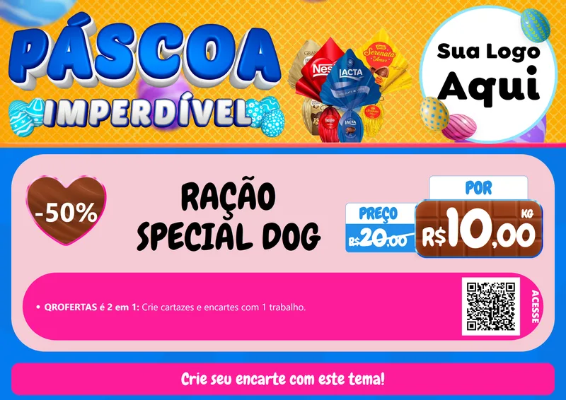 Modelo de Cartaz para Cartaz A4 Horizontal com o tema Páscoa Imperdível para Pet Shop