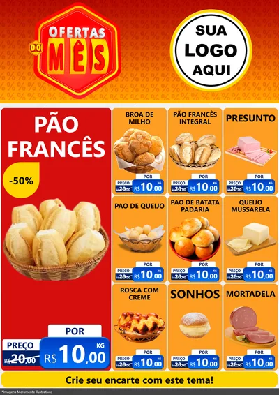 Modelo de Encarte para Encarte A4 Vertical com o tema Ofertas do Mês para Padaria