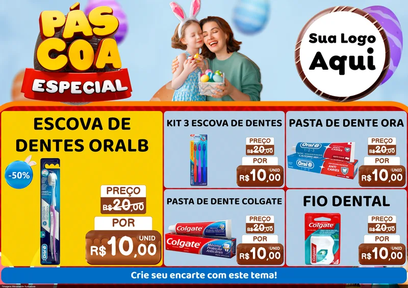 Modelo de Encarte para Encarte A4 Horizontal com o tema Páscoa Especial para Higiene Pessoal