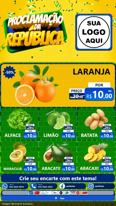 Modelo de Rede Social para Stories com o tema Proclamação da República para Hortifrúti