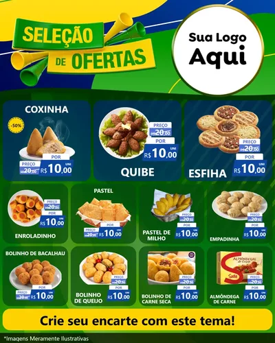 Modelo de Rede Social para Feed Instagram com o tema Seleção de Ofertas - Copa para Salgadaria