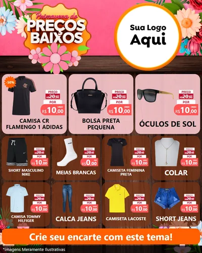 Modelo de Rede Social para Feed Instagram com o tema Primavera de Preços Baixos para Roupas e acessórios