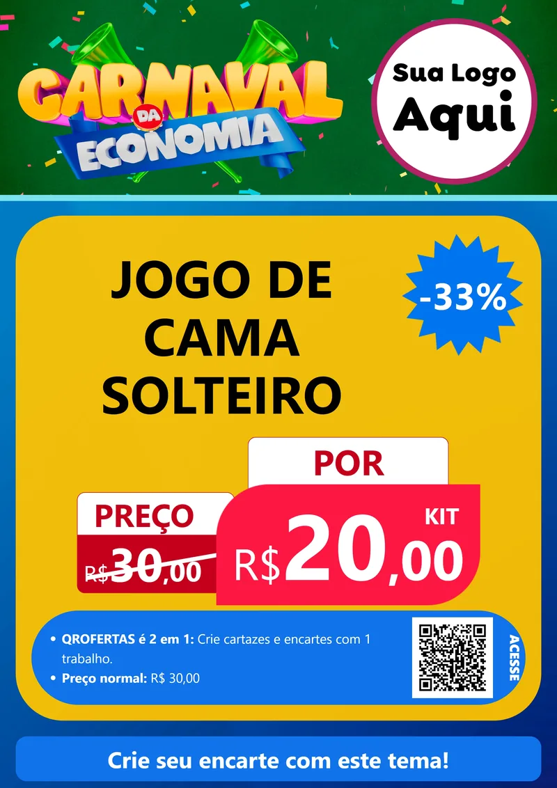 Modelo de Cartaz para Cartaz A4 Vertical com o tema Carnaval da Economia para Cama, Mesa e Banho