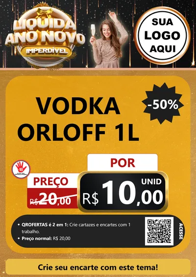 Modelo de Cartaz para Cartaz A4 Vertical com o tema Liquida Ano Novo Imperdível para Distribuidora de bebidas