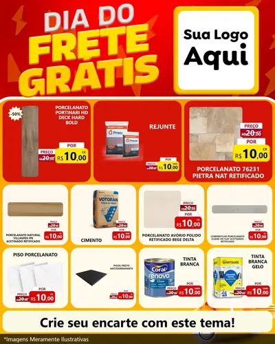 Modelo de Rede Social para Feed Instagram com o tema Dia do Frete Grátis para Pisos e revestimentos