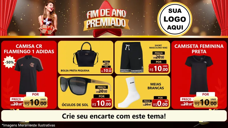 Modelo de TV para TV Horizontal com o tema Fim de Ano Premiado para Roupas e acessórios