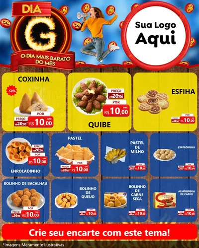 Modelo de Rede Social para Feed Instagram com o tema Dia G - O Dia Mais Barato Do Mês para Salgadaria