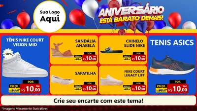 Modelo de TV para TV Horizontal com o tema Aniversário para Calçados