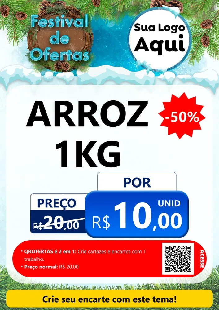 Modelo de Cartaz para Cartaz A4 Vertical com o tema Festival de Ofertas - Inverno para Supermercado