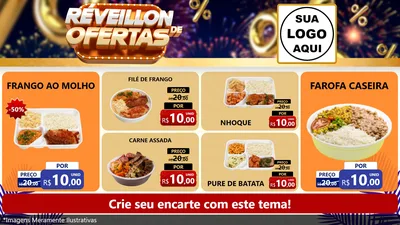 Modelo de TV para TV Horizontal com o tema Réveillon de Ofertas para Restaurante