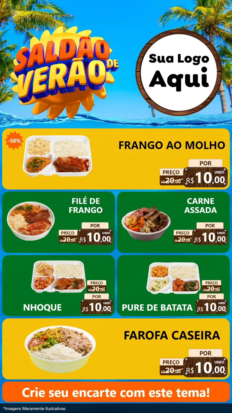 Modelo de TV para TV Vertical com o tema Saldão de Verão para Restaurante
