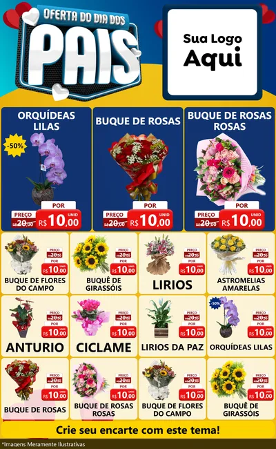Modelo de Encarte para Encarte Grande com o tema Oferta Do Dia Dos Pais para Floricultura e jardim