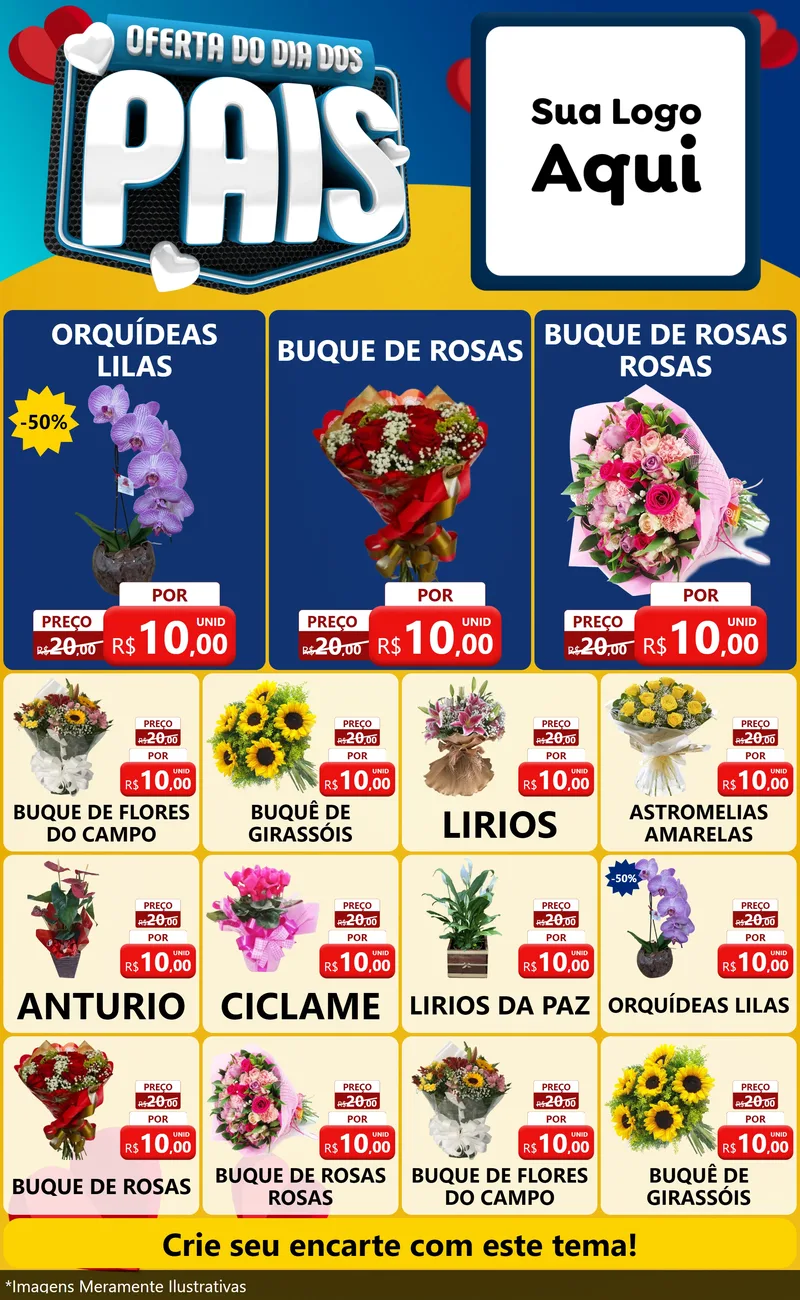 Modelo de Encarte para Encarte Grande com o tema Oferta Do Dia Dos Pais para Floricultura e jardim