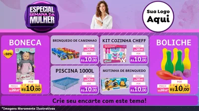 Modelo de TV para TV Horizontal com o tema Especial Semana da Mulher para Brinquedos