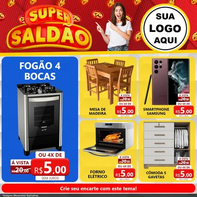 Modelo de Rede Social para Feed Facebook com o tema Super Saldão para Móveis e Eletro
