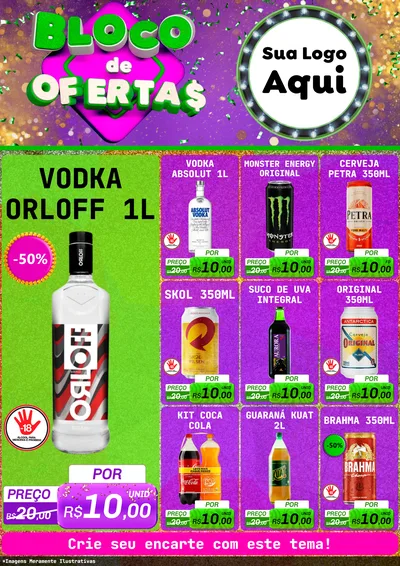 Modelo de Encarte para Encarte A4 Vertical com o tema Bloco de Ofertas para Distribuidora de bebidas