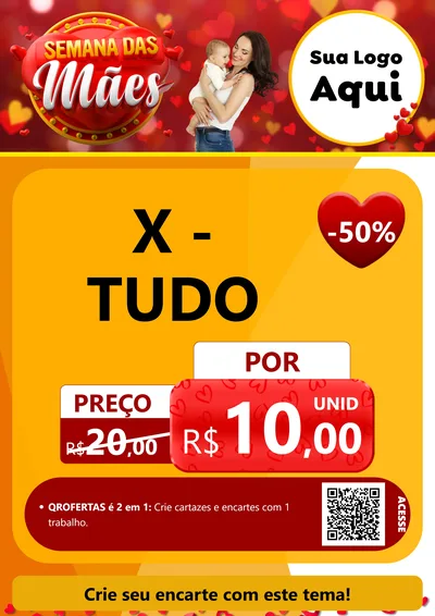 Modelo de Cartaz para Cartaz A4 Vertical com o tema Semana das Mães para Hamburgueria