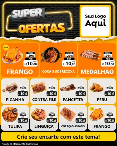 Modelo de Rede Social para Feed Instagram com o tema Super Ofertas para Assados