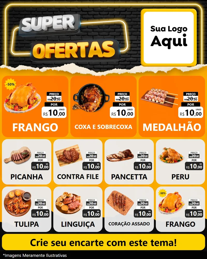 Modelo de Rede Social para Feed Instagram com o tema Super Ofertas para Assados