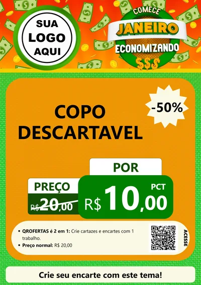 Modelo de Cartaz para Cartaz A4 Vertical com o tema Comece Janeiro Economizando para Embalagens