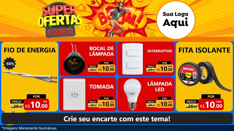 Modelo de TV para TV Horizontal com o tema Super Ofertas Julho para Materiais Elétricos