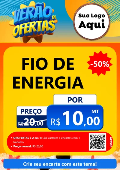 Modelo de Cartaz para Cartaz A4 Vertical com o tema Verão de Ofertas para Materiais Elétricos