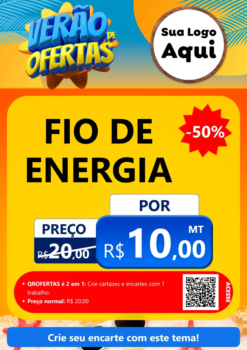 Modelo de Cartaz para Cartaz A4 Vertical com o tema Verão de Ofertas para Materiais Elétricos